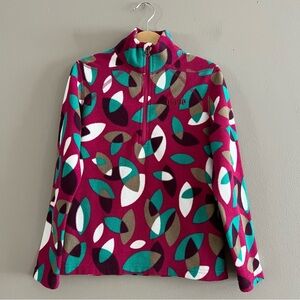 Orage Fleece 1/4 Zip Neck Pullover Fleece Athletic Colorful Abstract Travel XS